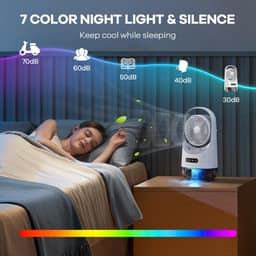 Draagbare airconditioners - draagbare luchtkoeler met 120° autorotatie, luchtkoeler met 7-kleuren nachtlampje en Force 3 winden, airconditioner met kantoor, slaapkamer, kamer, huis en camping — thumbnail 4