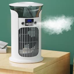 Draagbare airconditioner, draagbare koeler, stille verstelbare kantoorventilator, 4 ventilatorsnelheden, 2 nevelstanden, 180° zwenking, gekleurde verlichting, wit — thumbnail 2