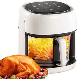 Luchtfriteuse - Heteluchtoven - Snelle maaltijden - Glazen mand - 45 Liter - Zwart — thumbnail 1
