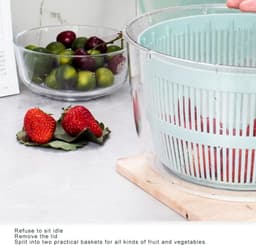 Saladespinner - Groentewasmachine - Verse Salades Maken - Eenvoudige Bediening - 5 Liter - Meerblauw — thumbnail 5