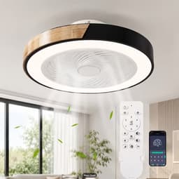 Plafondventilator | LED | Dimbaar | 3 Snelheden | 55 cm | Moderne Lamp | Plafondlamp | Ventilatorlamp | Zwart | Woonkamerlamp — thumbnail 1
