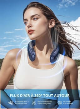 Draagbare nekairconditioner, 2-in-1 nekventilator, geschikt voor buiten/kantoor/reizen (donkerblauw, K019) — thumbnail 5