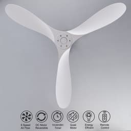HAUSS SPOLE Plafondventilator – 152 cm – Zonder Verlichting Met Afstandsbediening – ABS – Wit – Voor Binnen En Buiten — thumbnail 5