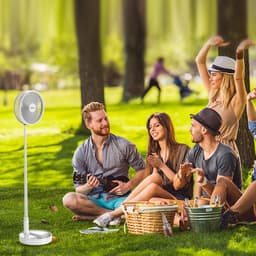 Staande Ventilator Opvouwbaar met Afstandsbediening Verstelbare Hoogte Stil USB Oplaadbaar 7200mAh 4 Snelheden — thumbnail 3