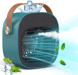Mobiele Airco - Mini Aircooler - Mini Aircooler met Water USB - Koelventilator - Draagbare Luchtkoeler met watertank - Ventilator - 3 windsnelheden - Airco Alternatief - 128ML - 4000 mAh - Voor kamperen, tent, auto, kamer, thuis - groente — thumbnail 1