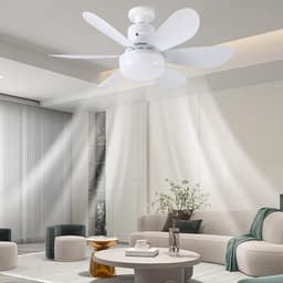 KZQ Plafondventilator - Wit Mat - Incl 15W Lamp - Licht Apart Schakelbaar - Afstandsbediening - Dimbaar - Traploos Instelbare Lichtkleur - Nachtlampje - 3 Snelheden - 1 Stuk — thumbnail 3