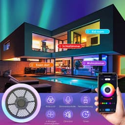 Archi Plafond Ventilator met Verlichting - RGB LED Plafondlamp - Bluetooth Speaker – 50W – Tuya App & Afstandsbediening – 6 Snelheden — thumbnail 5