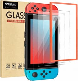 Sounix Screenprotector voor Nintendo Switch 1 - 3 Stuks Gehard Glas - Tempered Glass met Montageframe - Krasbestendige Schermbeschermer — thumbnail 1