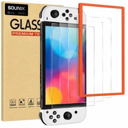 Sounix Screenprotector voor Nintendo Switch OLED - 3 Stuks Gehard Glas - Tempered Glass met Montageframe - Krasbestendige Schermbeschermer — thumbnail 1
