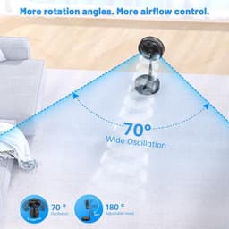 KZQ Oplaadbare Opvouwbare Oscillerende Ventilator (22 cm) – Uitgerust met een 8000mAh batterij, USB-C poort en afstandsbediening; een stille vloer-/tafelventilator, geschikt voor slaapkamers, kantoren, kamperen en reizen; Zwart. — thumbnail 3