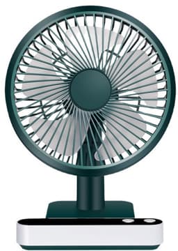 Stille oscillerende ventilator - Draagbare USB-bureauventilator met een 4000mAh-batterij, 4 windsnelheden, 180° oscillatie, groene kleur. — thumbnail 1