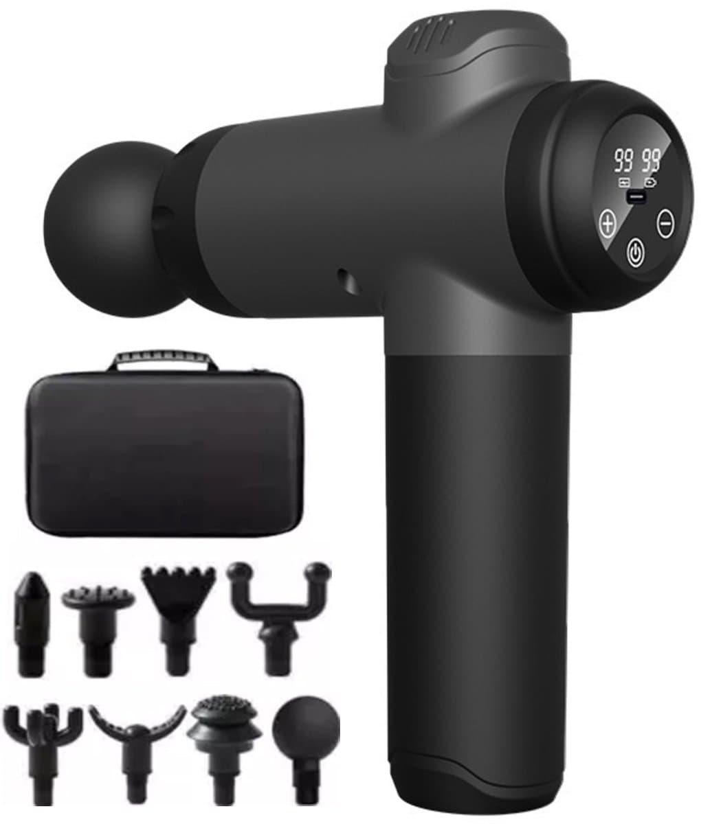 Draagbaar Spiermassagepistool Met 99 Snelheden En 8 Opzetstukken - 4 Uur Batterijduur Lichtgewicht Stille Borstelloze Motor - Perfect Voor Thuis De Sportschool En Op Kantoor — afbeelding 1