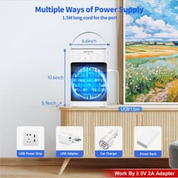 SnelShoppen - Mobiele Airconditioning Mini Luchtkoeler met Waterkoeling, 1100 ml Watertank, 3 Luchtsnelheden, 3 Koelnevels, 2-8 Uur Timer, 7 LED Kleur — thumbnail 5