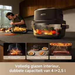 Heteluchtfriteuse - Airfryer - Gezond Koken - Volledig glazen interieur - 65 Liter - Zwart — thumbnail 2