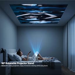 SnelShoppen - 4K Mini Beamer, Full HD 1080P Projector, Draaibaar, Autofocus, Trapeziumcorrectie, 10.000 Lumen Videobeamer voor Thuisbioscoop en Outdoo — thumbnail 4