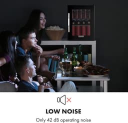 Mini Koelkast 33 Liter, Drankkoelkast met Glazen Deur, Fluisterstil, LED-verlichting, Instelbaar 0-10°C, Zwart — thumbnail 2