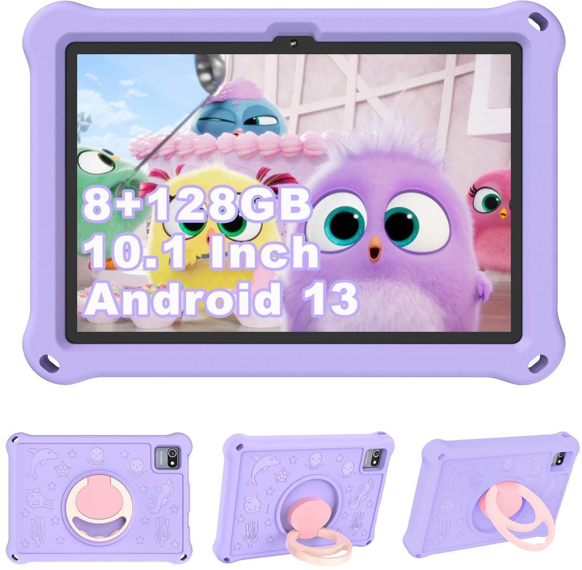 SnelShoppen - YOBWOK Kindertablet 10,1 inch met Wifi, Android 13, 8 GB RAM, 128 GB ROM, Ouderlijk Toezicht, 6000 mAh, Educatief, HD 1280X800, Google P — afbeelding 1