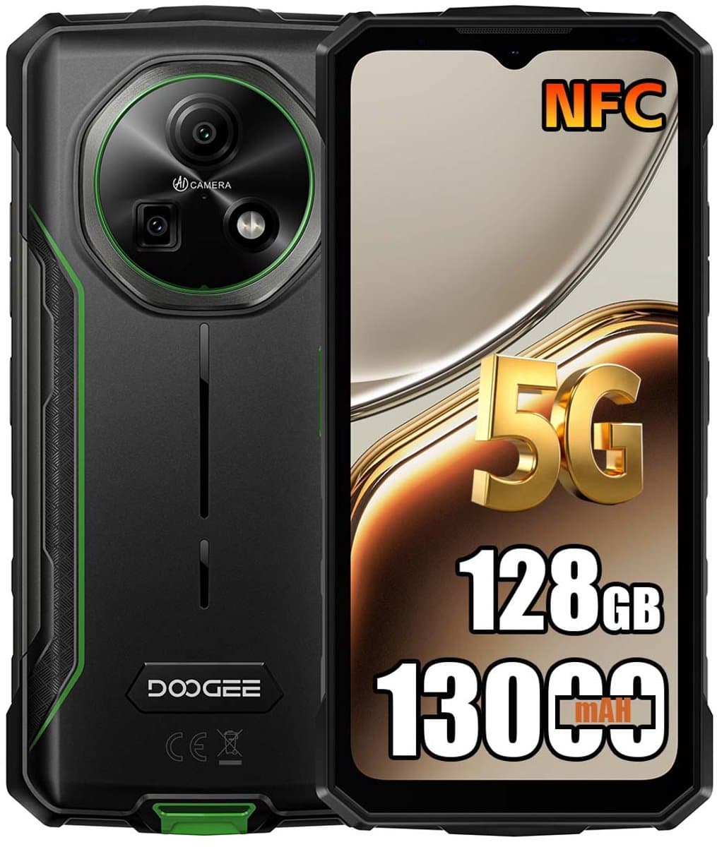 DOOGEE Fire 7 Robuuste Smartphone - IP68/IP69K Outdoor Telefoon - Dual SIM 5G - 6GB RAM - 128GB ROM - 13000mAh 18W - Android 15 - 6,6 inch - 64MP AI-camera - NFC, GPS, OTG - Groen — afbeelding 1