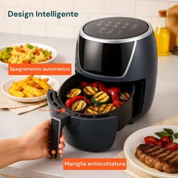 Luchtfriteuse - Airfryer Frituurpan - Gezond Koken - 360° Heteluchtcirculatie - 5 liter - Blauw — thumbnail 4
