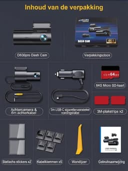 Lìon® Draadloze Dashcam - Dashcam met CarPlay - Draadloos CarPlay Scherm - Zwart - 3cm x 5cm x 10cm — thumbnail 3