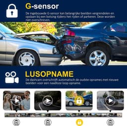 Dashcam voor auto - Zwart - 3.16 inch scherm - 3-Lenzen 4K+1080P met Nachtzicht en G-Sensor - Voor Personenauto's — thumbnail 3