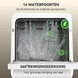 Mini Vaatwasser voor 5 Couverts – 5L Watertank – 7 Programma’s – Zonder Vaste Wateraansluiting – Warmeluchtdroging – Wit — thumbnail 4