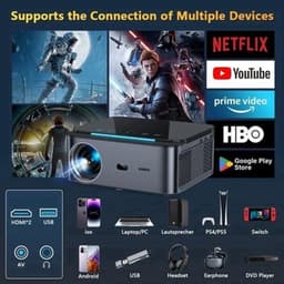 Xiwbsy - 8G Manual Focus1 - Beamer - Projector Beamer - Mini Meamer - 4k - Full HD 1080P - 1920x1080dpi - Automatische focus - met WiFi - 25000Lumens - 108W - Zwart — thumbnail 2