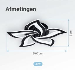 5 Lotus Ventilator - Bedienbaar Met Afstandsbediening & APP - Zwart - Plafondventilator - Plafonniere - 6 Standen - Moderne Lamp - ⌀ 69cm — thumbnail 5