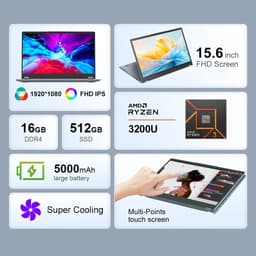 Innovastore YBook - Tablet - Laptop - Touchscreen - Flip & Touch 2-in-1-ontwerp - Windows 11 - 15,6-inch - 16 GB RAM en 512 GB SSD — thumbnail 5