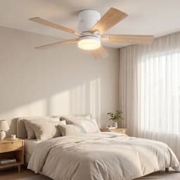 2-in-1 Plafondventilator, LED-Plafondventilator, 3 Instelbare Kleuren, 6 Snelheden, 5 Bladen, Timerfunctie, Geschikt Zowel Winter als Zomer, Ideaal Meer Comfort (Natuurlijke houtkleur, 107 cm) — thumbnail 3