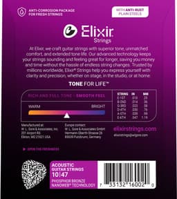 Elixir Strings NANOWEB - Akoestische Gitaarsnaren - Phosphor Bronze - Extra Light Gauge - 10-14-23-30-39-47 — thumbnail 4