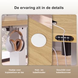 Devoko Elektrisch Verstelbaar Zit-Sta Bureau 100x60 cm Breed – Hoogte 73–118 cm – 2 Geheugenstanden, Zit-Herinnering, LED-Display en USB – Draagvermogen 70 kg – Beige — thumbnail 5