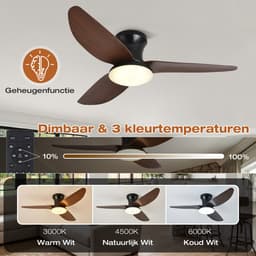 Lapamax Moderne Houtlook Plafondventilator met Verlichting Ø100 cm – Smart Ventilator Lamp met App en Afstandsbediening – Dimbaar -6 Snelheden-Timer en Zomer/Winterstand – Stille DC – Voor Slaapkamer, Woonkamer en Eetkamer-LED Lamp — thumbnail 4