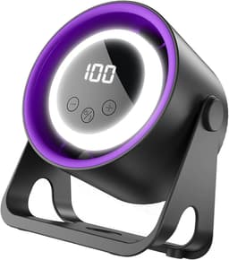 Bureauventilator – Tafelventilator – Stille, draagbare USB-ventilator – Met ledverlichting – Digitaal display – Kleine bureauventilator – Zwart — thumbnail 1