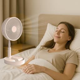 Statiefventilator-vloerventilator-tafel ventilator geluidloos-Opvouwbare tafelventilator met voet - Verstelbare hoogte, 3600mAh oplaadbaar, draagbaar, stil, opvouwbaar -Wit - 20x20x10,5 cm — thumbnail 5