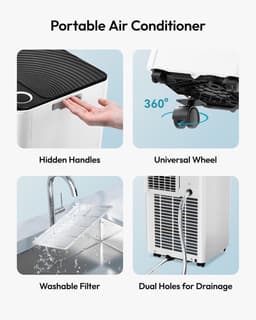 Mobiele Airco 10000 BTU – 4-in-1 Airconditioner – Stil – Slaapmodus – 24-uurs Timer – Wit/Zwart — thumbnail 3