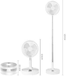 Draagbare,7200 mAh opvouwbare en telescopische vloerventilator met USB-oplaadfunctie, geschikt voor thuis, studentenkamers en als bureau. Compact op te bergen. — thumbnail 2