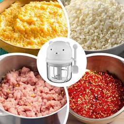 Elektrische Knoflookhakker - Mini Keukenmachine - Snel Ingrediënten Snijden - Krachtig Draadloos Ontwerp - 350 ml Inhoud - Wit — thumbnail 5