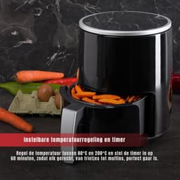 QIN® Mini airfryer - Airfryer - Airfryer klein - Zwart - 28cm x 22cm x 29cm — thumbnail 3