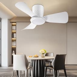 Epochglo Plafondventilator met Verlichting - Ø 71cm - 20W DC Motor - Fluisterstil - Dimbaar LED 3000-6500K - Reversibel (Winterstand) - Afstandsbediening - Timer - Geheugenfunctie - Plafondlamp Ventilator Voor Slaapkamer & Woonkamer - Wit — thumbnail 4