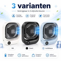 Draagbare Bureauventilator - Kleine USB-C Ventilator - Mini Tafel Ventilator 3 Standen - Lichtgewicht Mini Desk Fan - Compacte Kleine Oplaadbare Ventilator - voor Auto, Kantoor & Onderweg - Handventilator Oplaadbaar - Handwaaier - Zwart - Silvergear — thumbnail 2