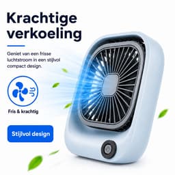 Kleine Draagbare Bureauventilator - Compacte USB-C Ventilator - Mini Tafel Ventilator 3 Standen - voor Auto, Kantoor & Onderweg - Lichtgewicht Mini Desk Fan - Kleine Oplaadbare Ventilator - Handventilator Oplaadbaar - Handwaaier - Blauw - Silvergear — thumbnail 4