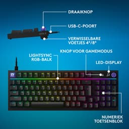 Logitech G316 X 98 - Gaming Toetsenbord - Linear - USB C - QWERTY - Zwart — thumbnail 3