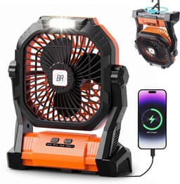 Best Active Mini Ventilator - Oplaadbare Tafelventilator - Stille Mini Fan met Ophanghaak - Handventilator - Klein, Stil & Geruisloos - 4 Snelheden & Verlichting - 7800 mAh & Powerbank functie - Zwart/Oranje — thumbnail 1