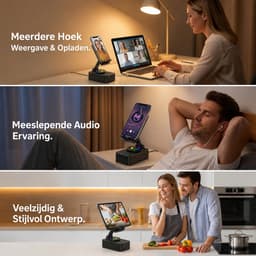 Bluetooth Speaker met Telefoonhouder - Opvouwbaar - RGB Verlichting - Verstelbare Standaard - Bluetooth 5.4 — thumbnail 2