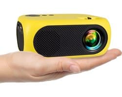 QORA® Draagbare beamer - Beamer - Projector - Mini Beamer - Geel - 14cm x 14cm x 6cm