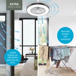 Varin® Plafondventilator met verlichting - Zwart - Tuya Wifi - LED 30W RGBW - Ø 50cm - Super stil - Afstandsbediening smart lamp - Plafondlamp slaapkamer - Plafonniere woonkamer - Plafondlampen - Plafond lamp - Verlichting kinderkamer - Ventilator — thumbnail 4