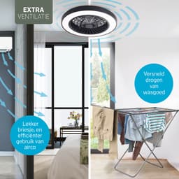 Varin® Plafondventilator met verlichting - Zwart - Tuya Wifi - LED 30W RGBW - Ø 50cm - Super stil - Afstandsbediening smart lamp - Plafondlamp slaapkamer - Plafonniere woonkamer - Plafondlampen - Plafond lamp - Verlichting kinderkamer - Ventilator — thumbnail 4