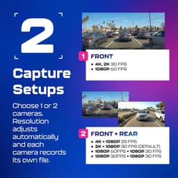 Dashcam Auto Voor en Achter - 4K UHD - GPS - WiFi 6 - Nachtzicht - Parkeerbewaking — thumbnail 3