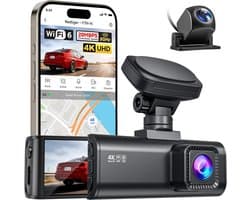 Dashcam Auto Voor en Achter - 4K UHD - WiFi 5.8GHz - GPS - Nachtzicht - 24 Uur Parkeerbewaking
